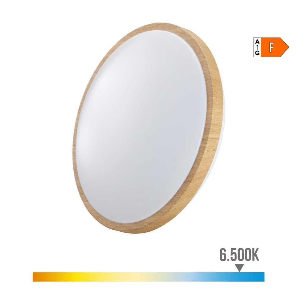 Aplique de Superf&iacute;cie Circular LED 18w 1820lm 6400k &Oslash;33x7,3cm Efeito Madeira Edm