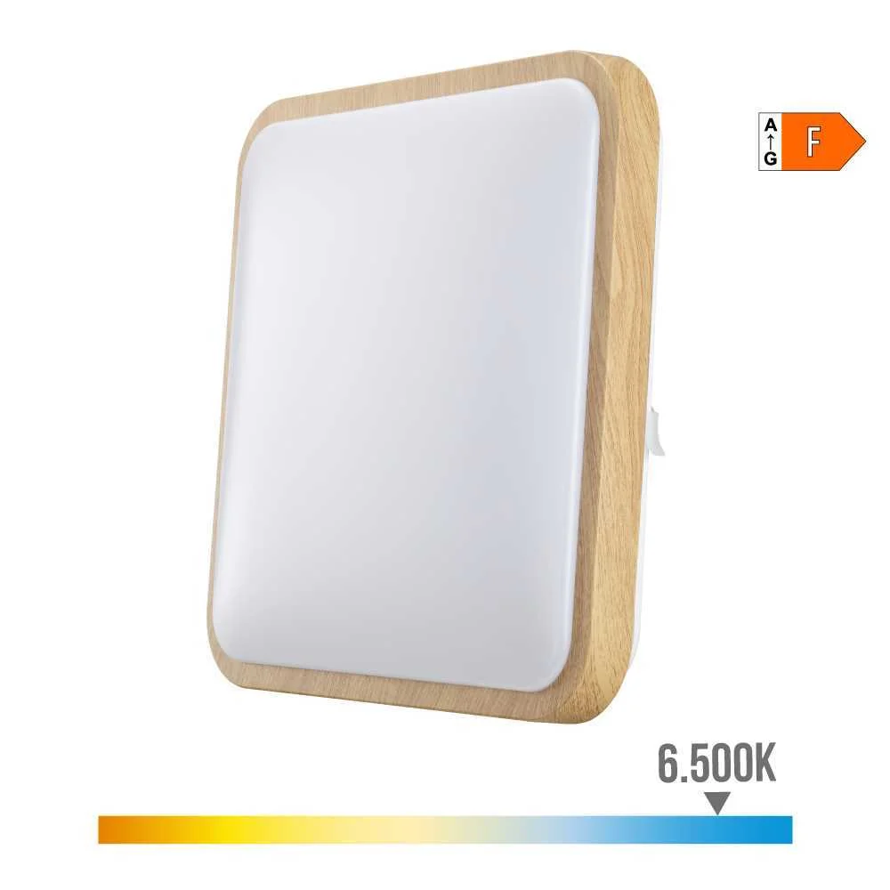 Aplique de Superf&iacute;cie Quadrado LED 18w 1820lm 6400k 33x33x7cm Efeito Madeira Edm