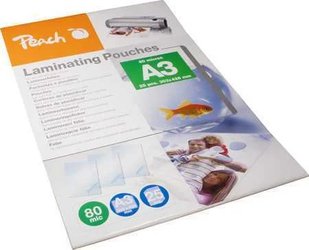 Peach Laminierfolien A3  80mic Gl&auml;nzend Ppr080-01       25pk