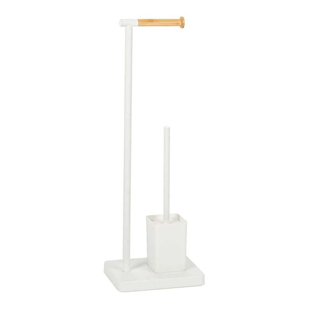 Suporte Papel Higienico + Pia&ccedil;aba Metal Branco Ba72127 Andrea House