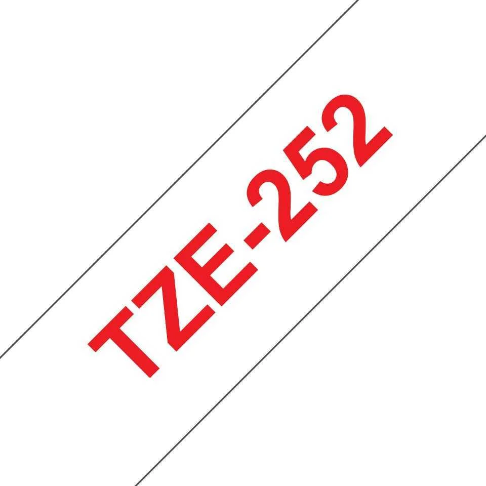 Fita Laminada Compat&iacute;vel Brother Tze-252 - 24mm X 8 Metros Vermelho/Branco