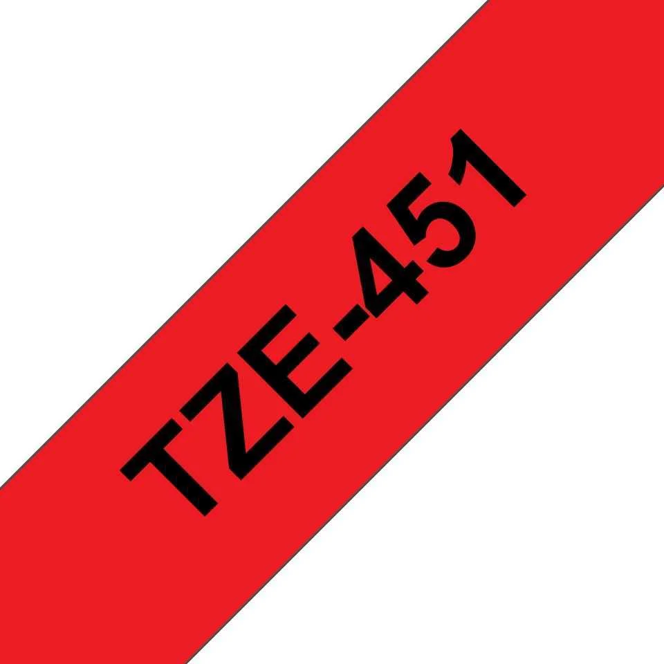 Fita Laminada Compat&iacute;vel Brother Tze-451 - 24mm X 8 Metros Preto / Vermelho