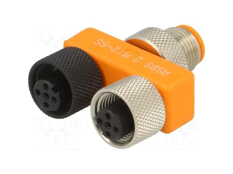 T- Conector, Macho M12,F&ecirc;mea M12 X2, Pin: 5, Ip67, Y