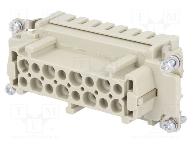 Conector: Hdc, Inserto de Contatos, F&ecirc;mea, Han E, Pin: 16, 16+Pe