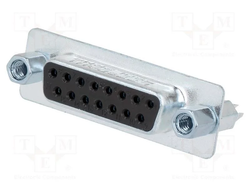 D-Sub, PIN: 15, tomada, f&ecirc;mea, para PCB,trinco PC.