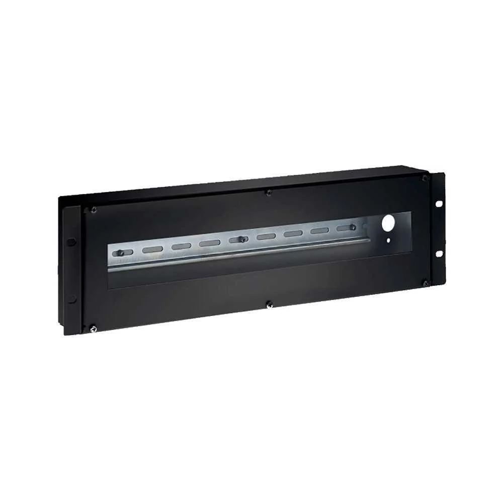 Painel Rack 19" - Carril Din - Tamanho 3u - Entrada de Cabos Na Parte Traseira - Cor Preto -