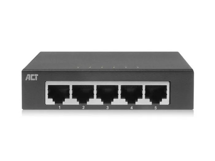 Switch de Rede 10/100/1000 Mbps 5 Portas - Design Met&aacute;lico