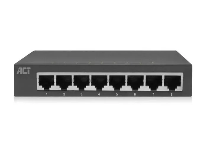 Switch de Rede 10/100/1000 Mbps 8 Portas - Design Met&aacute;lico