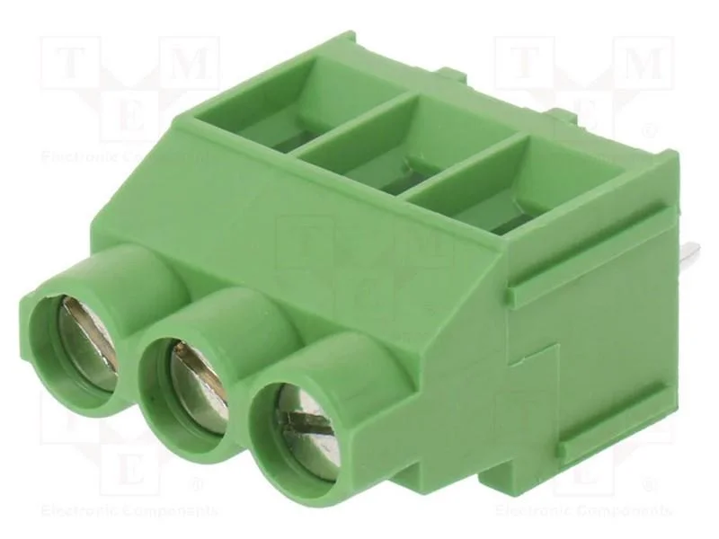 PCB bloco terminal, angulares 90, 6,35mm, faixas:.