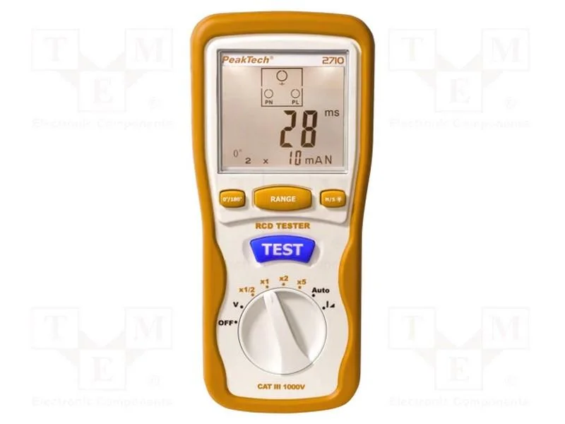 RCD, LCD, 3 d&iacute;gitos, 10mA,30mA,100mA,500mA,1000mA.