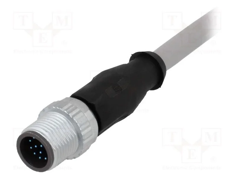 Ficha, M12, Pin: 12, Macho, C&oacute;digo A-Devicenet / Canopen, 5m, Fios
