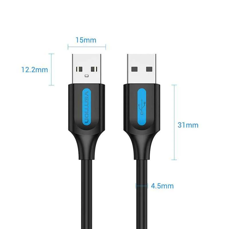 VENTION COJBC CABO USB 0,25 M USB 2.0 USB A PRETO