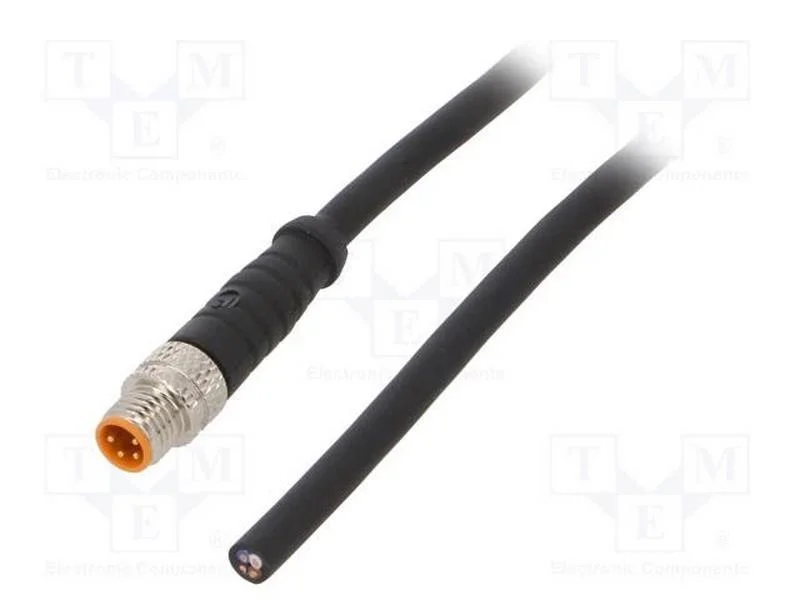 Cabo de Conex&atilde;o, M8, Pin: 4, Simples, 5m, Ficha, 50vac, 4a, -25&divide;80c