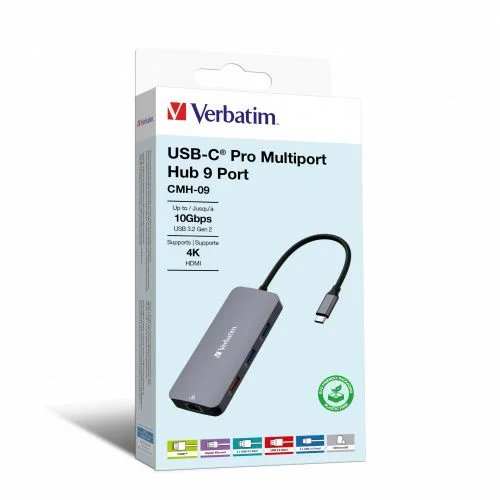 VERBATIM CMH-09 USB TYPE-C 10000 MBIT/S PRATEADO
