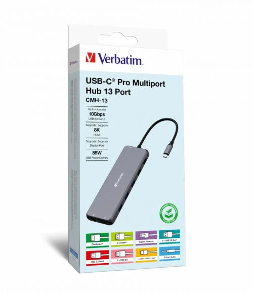 VERBATIM CMH-13 USB TYPE-C 10000 MBIT/S PRATEADO