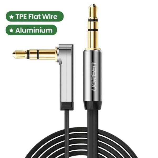 Cabo Jack 3.5mm / Jack 3.5mm 5m 90&ordm; Cinza