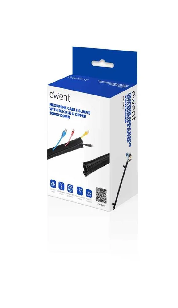 Manga Neoprene Ewent Ew1562 P/ Organizar Cabos com Fecho 1000x100mm Preto