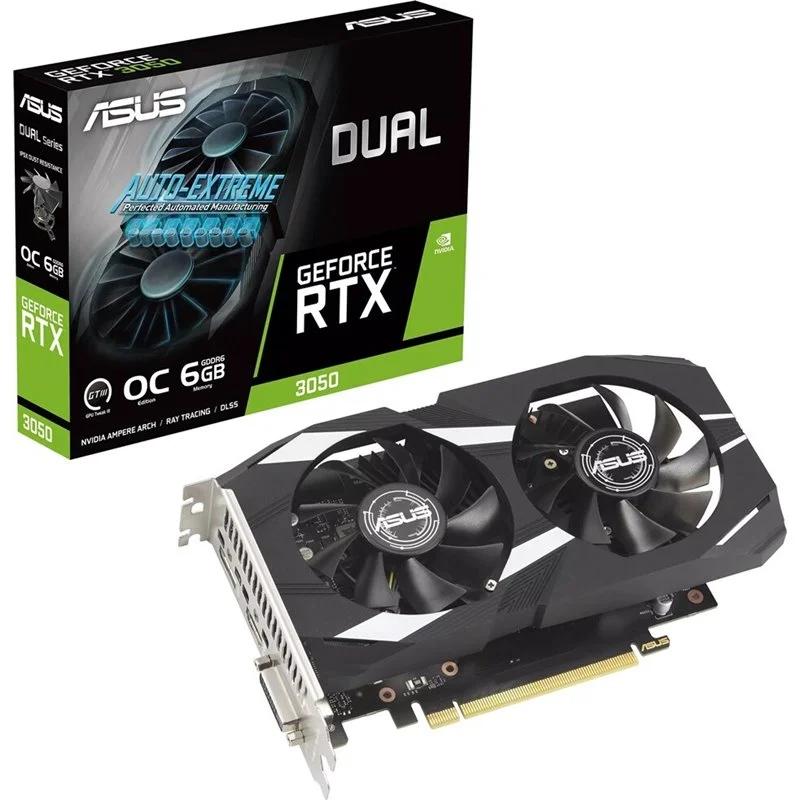 Placa Gr&aacute;fica Dual Geforce Rtx 3050 6gb Gddr6 Oc - Asus