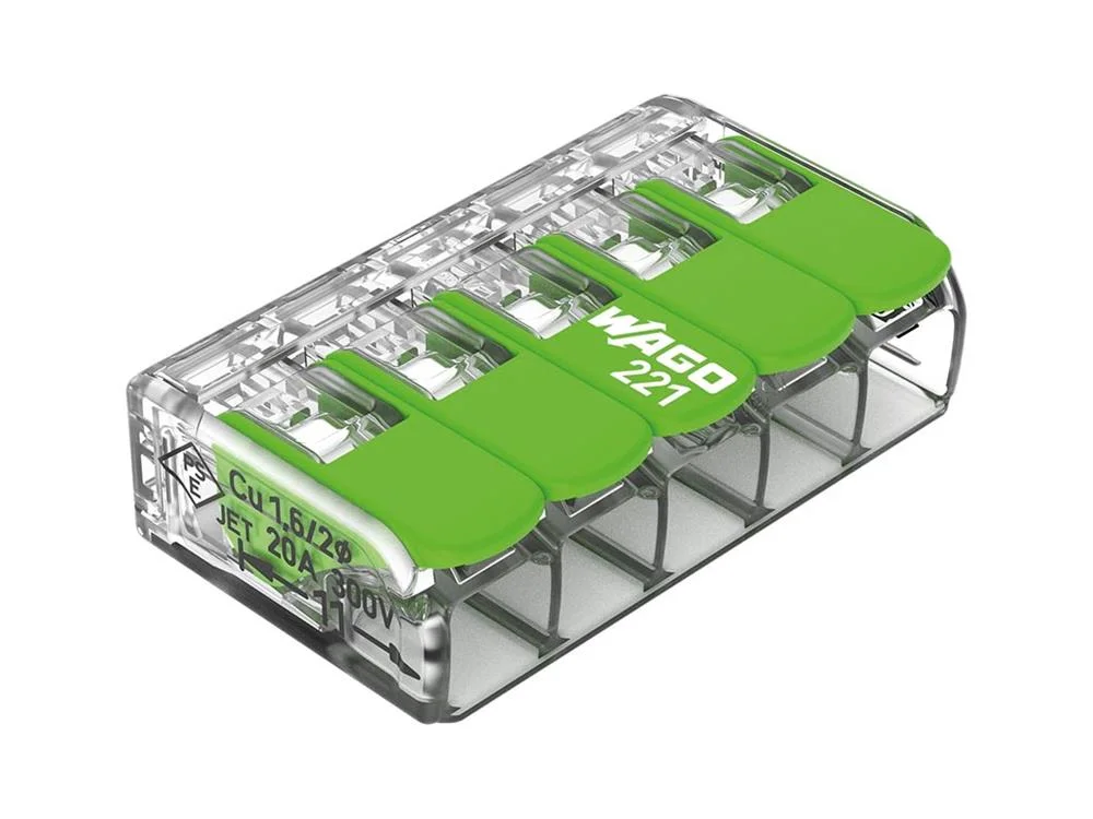 Conector de Jun&ccedil;&atilde;o Compacto 5 X 0,2 - 4 Mm&sup2; para Todos Os Tipos de Fios - Verde
