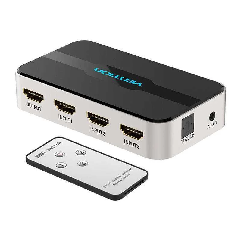 3 In 1 Out Hdmi Switch Vention Afjh0 With Audio Separation (Gray)
