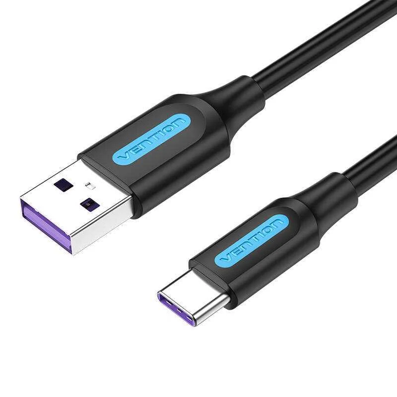 Usb 2.0 a To Usb-C 5a Cable Vention Corbd 0.5m Black Type Pvc