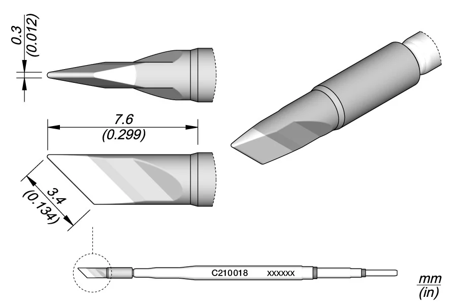 Ponta 3.4x0.3mm para T210 JBC