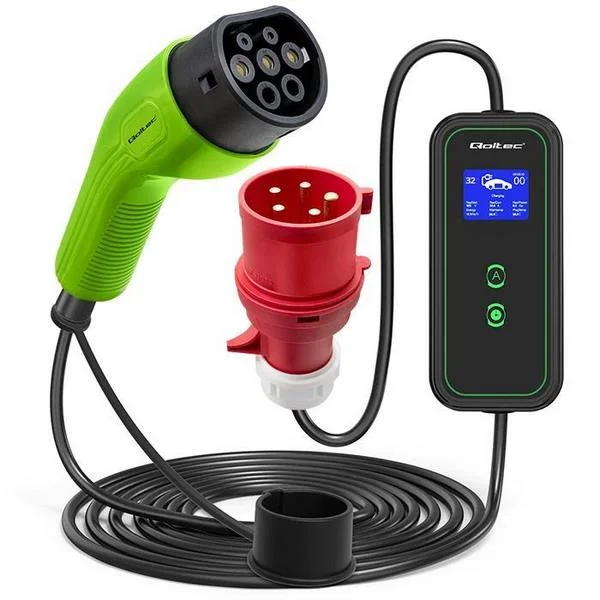 Carregador m&oacute;vel Qoltec 52471 EV 2 em 1 tipo2 7 kW