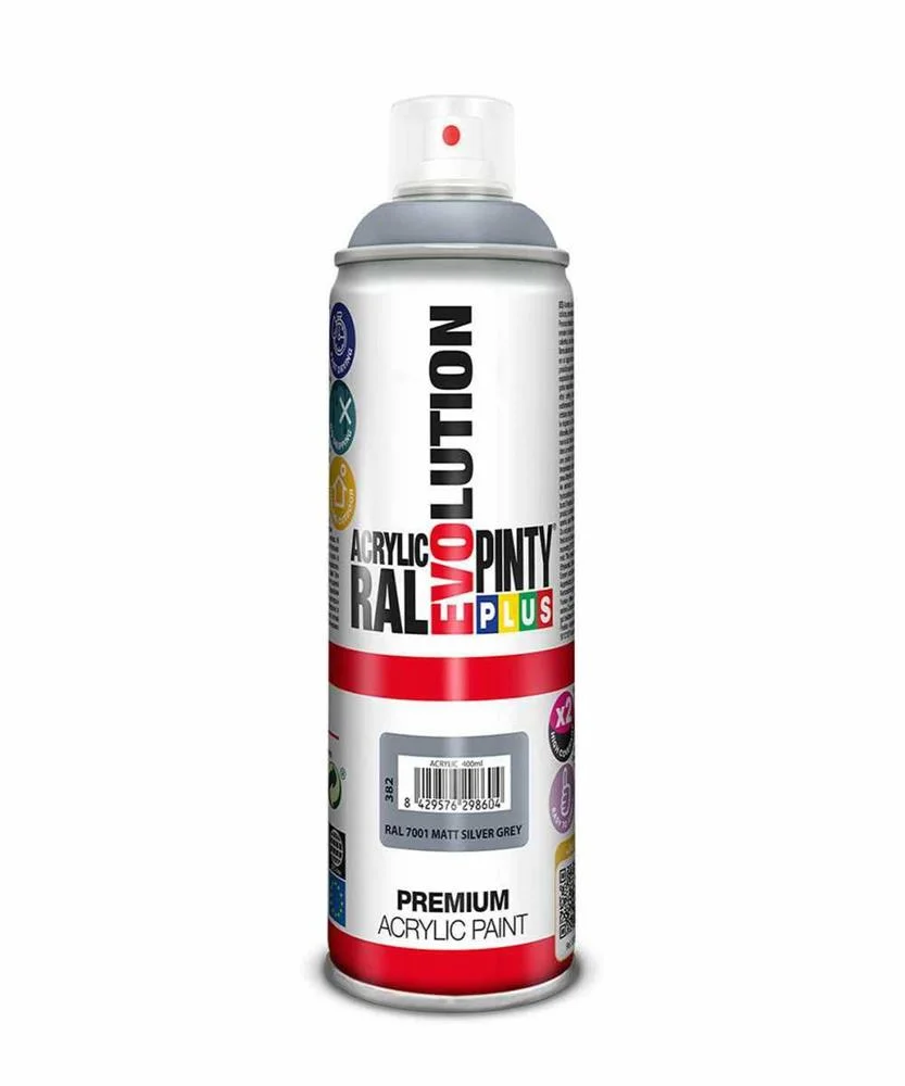 Tinta em Spray Pintyplus Evolution Ral 7001 Cinzento Prateado 400 Ml Mate 