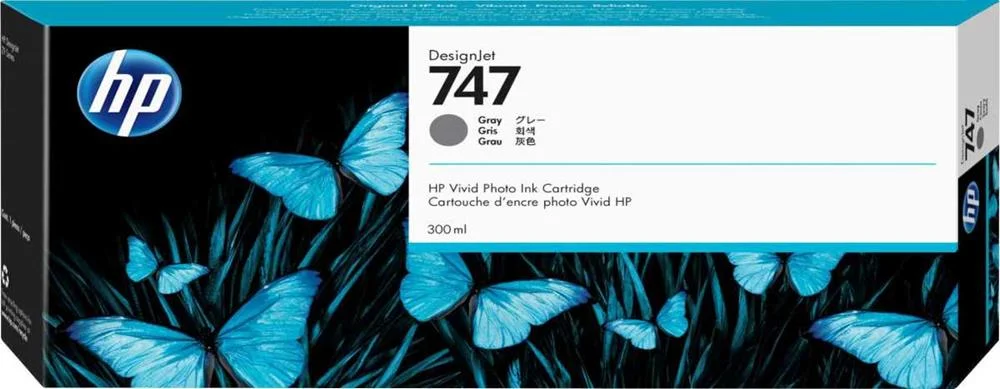 Tinteiro de Tinta Original Hp Cartucho de Tinta Gris Hp Designjet 747 de 300 Ml Cinzento 