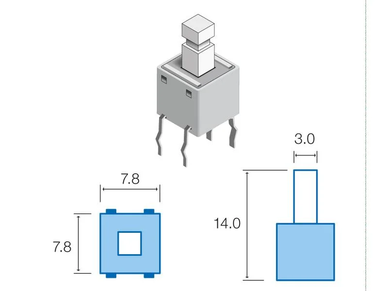 Pulsador de Tato Mini Vertical 2 Pinos