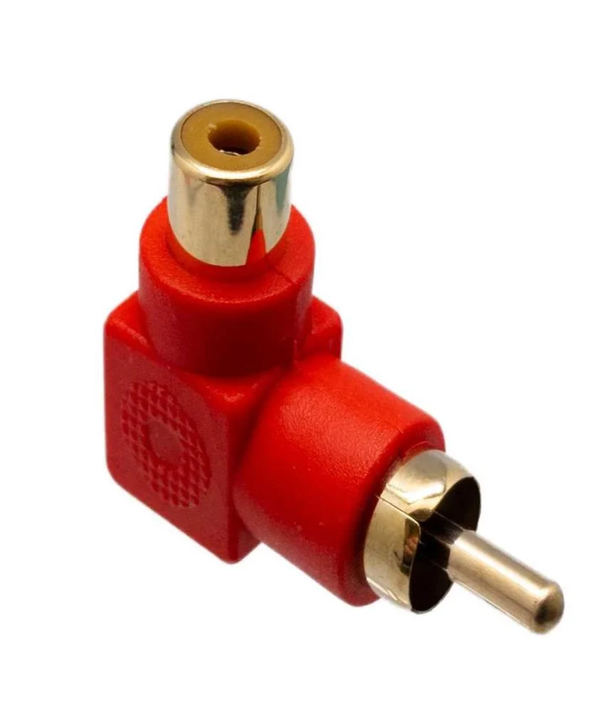 Adaptador Rca Macho-F&ecirc;mea em &Aacute;ngulo, Cor Vermelha