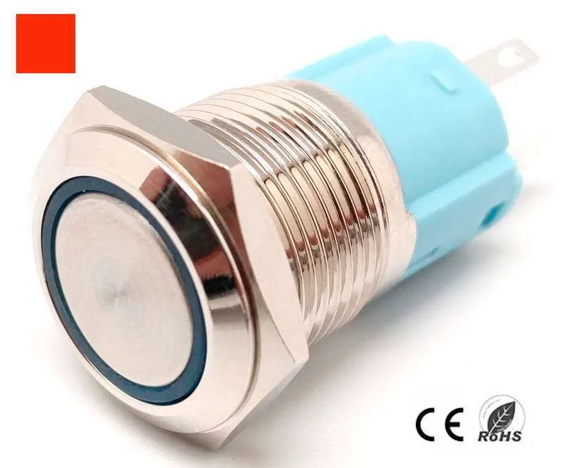 Bot&atilde;o de Press&atilde;o Anti-Vandalismo, Desligado-(Ligado), LED 220v Vermelho