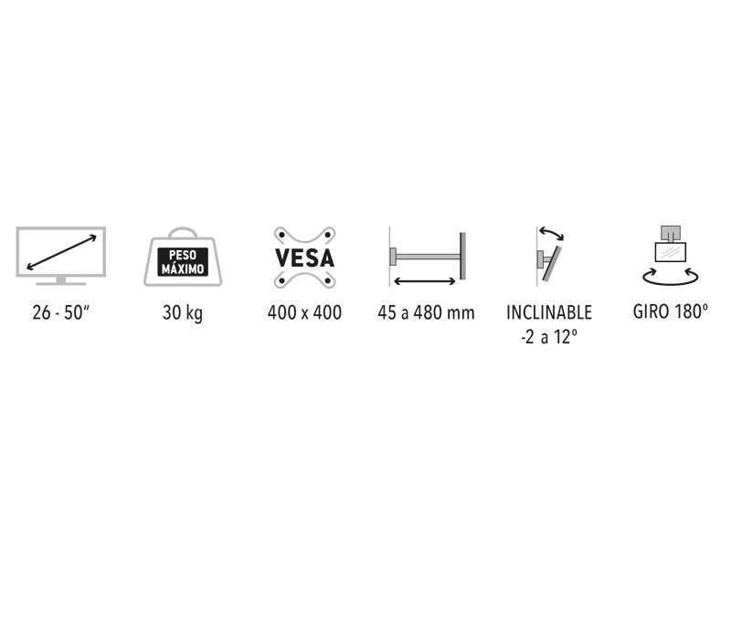 Suporte para Tv Led/Tf Inclin&aacute;vel de 26" a 50"