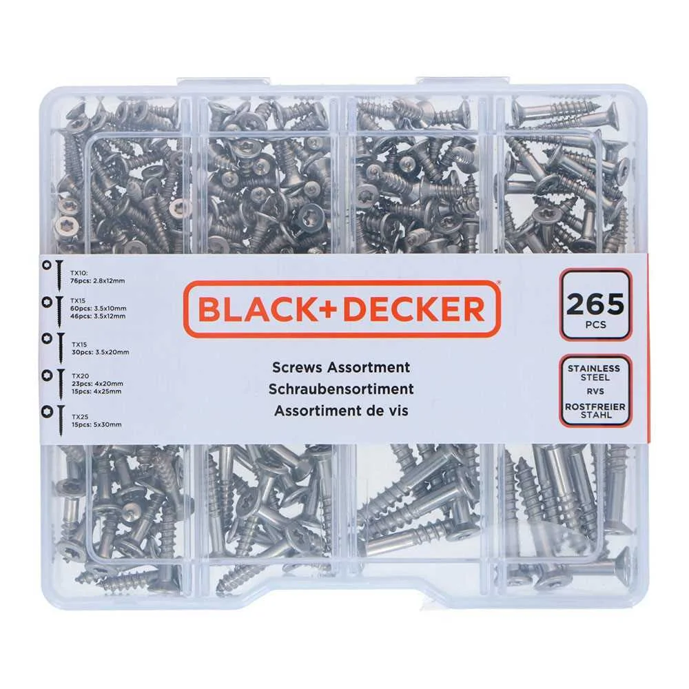 Sortido de Parafusos Torx 265 Pe&ccedil;as Black+Decker