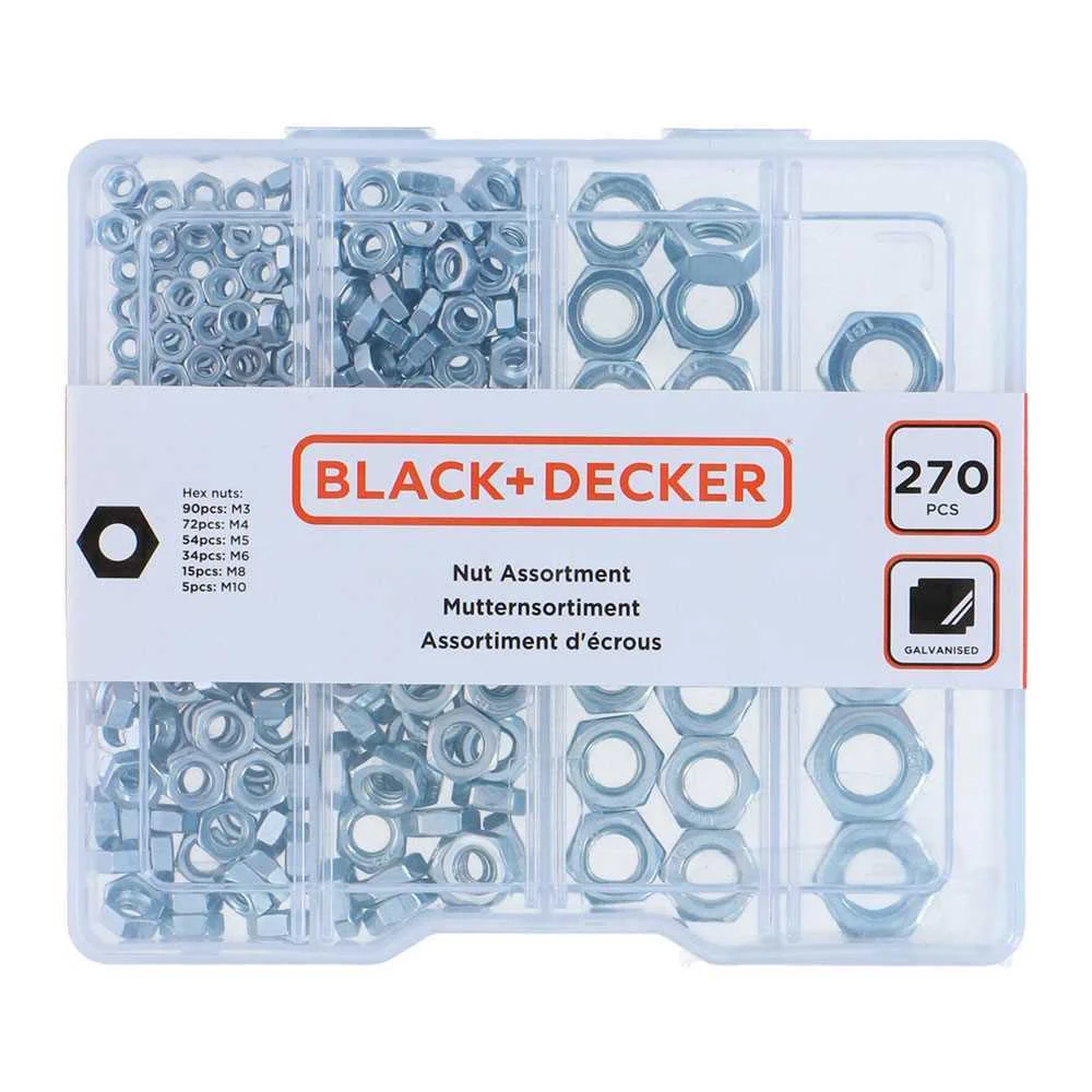 Sortido de Porcas 270 Pe&ccedil;as Black+Decker