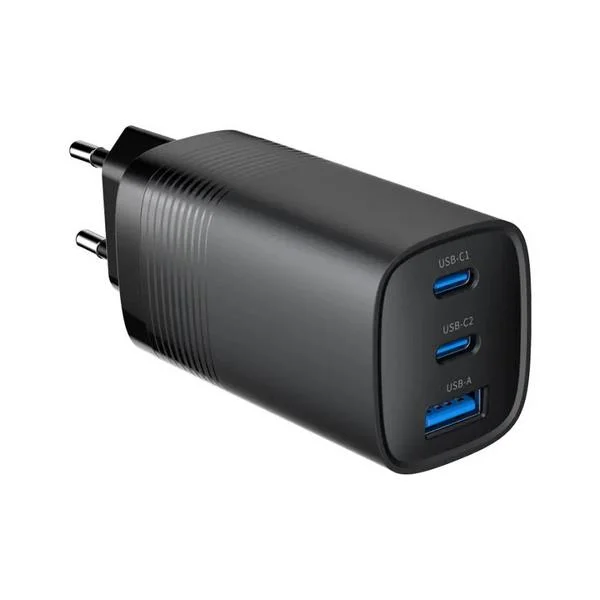 Transformador Gembird 3 Portas 65W 2xType-C 1xUSB
