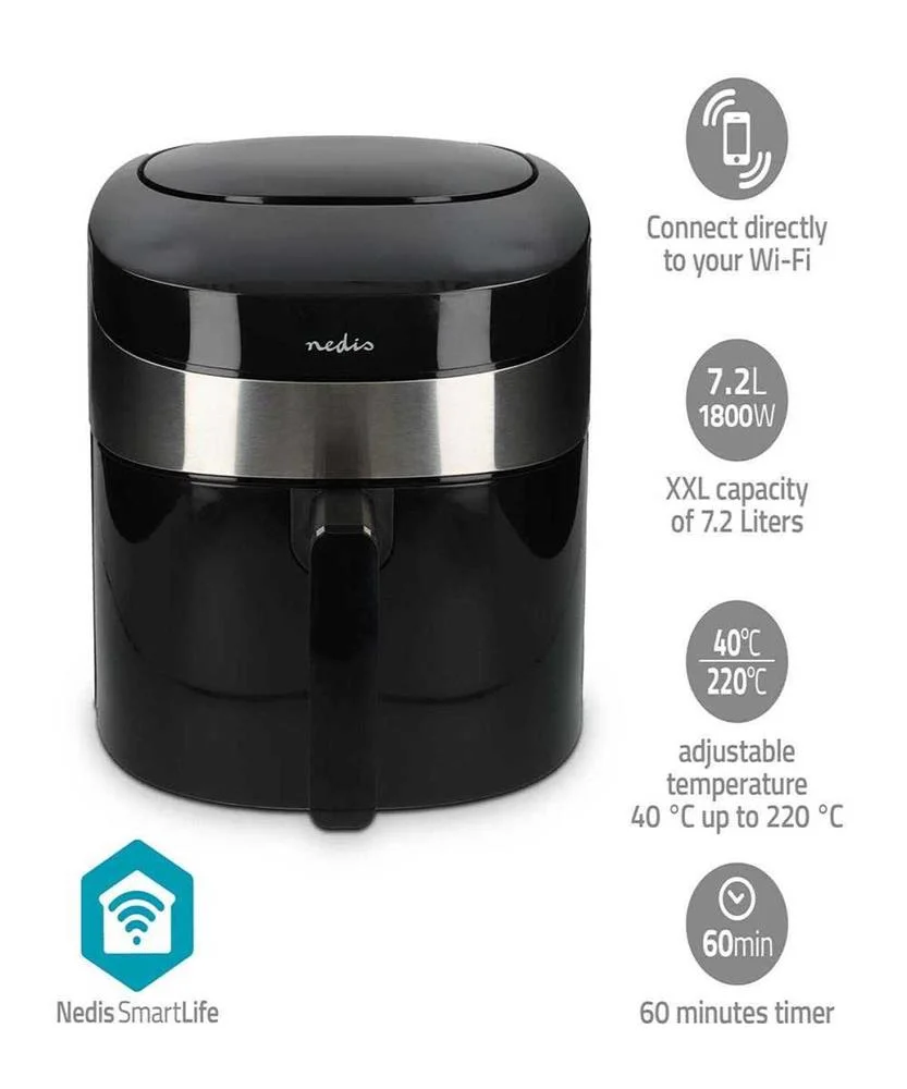 Freidora de Aire Caliente Smartlife  Wi-Fi  7,2 L.
