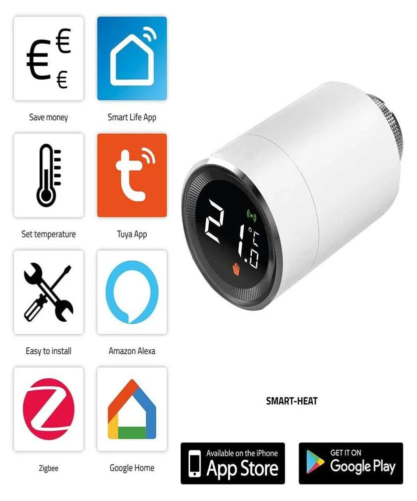 V&aacute;lvula Termost&aacute;tica Radiador Nedis Smart Zigbee