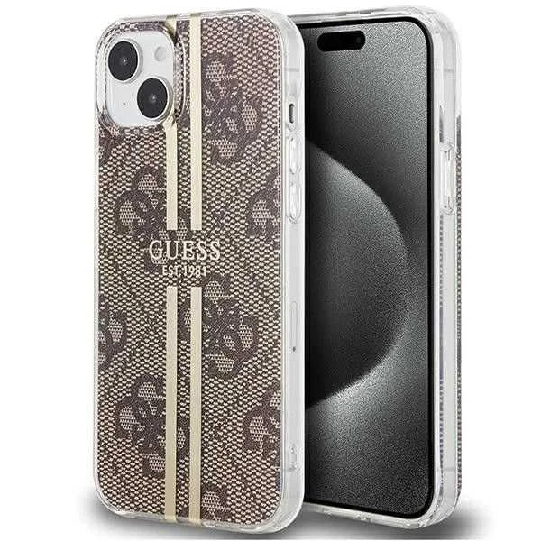 Capa Original Guess Guhcp15mh4psegw para iPhone 15 Plus (4g, Risca Dourada/Castanho)