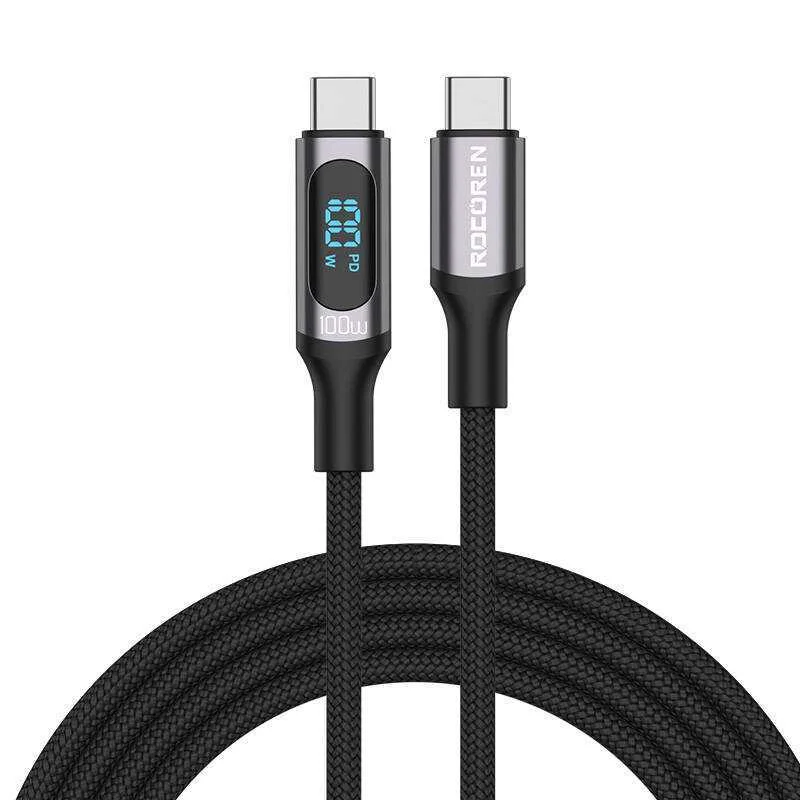 Fast Charging Cable Rocoren Digital Usb-C To Usb-C, Pd, 1m (Grey)