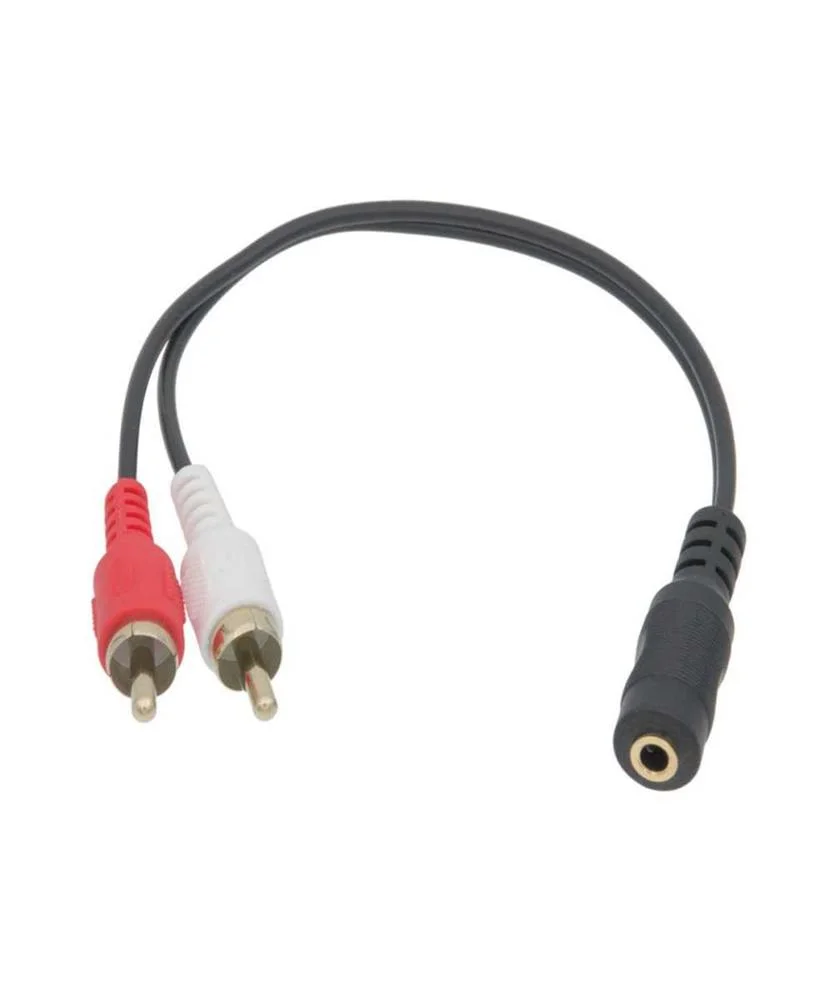 Cabo Jack 3.5mm Stereo F&atilde;&ordf;mea a 2 X Rca Macho, 20 Cm Preto