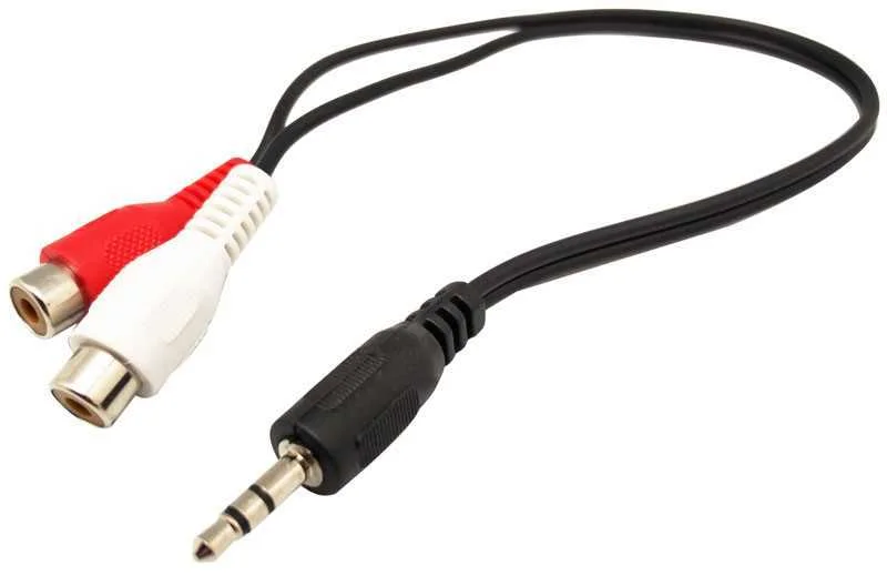 Cabo Jack 3.5mm St a 2rca F&atilde;&ordf;mea, 30cm Preto