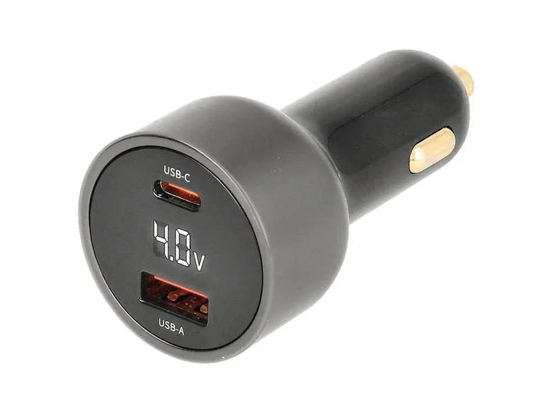 Cargador R&aacute;pido de Coche Tipo-C + Usb-A Pd 65w Gan
