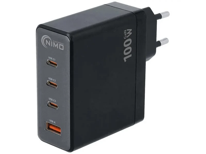 Adaptador 3x Usb-C + Usb-A Pd 100w Gan - Nimo