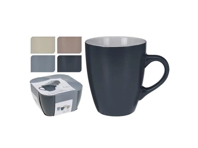 Conjunto de 4 Canecas de Faian&ccedil;a de 340 Ml