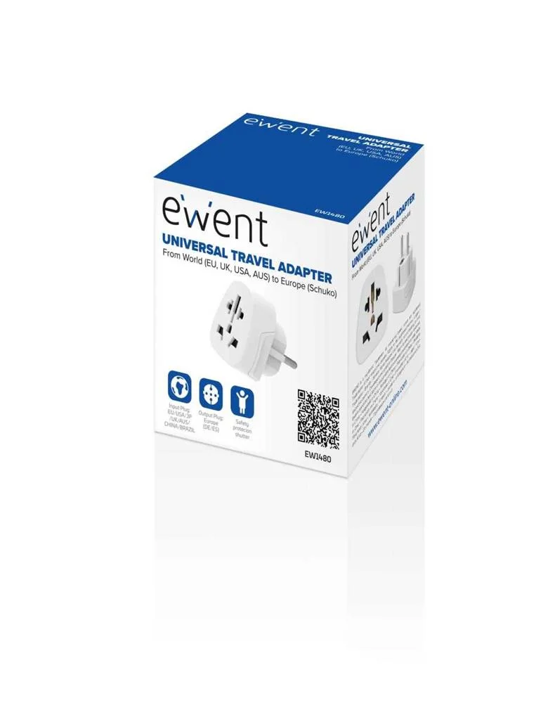 Ewent Ew1480 Adaptador de Enchufe El&eacute;ctrico Unive.