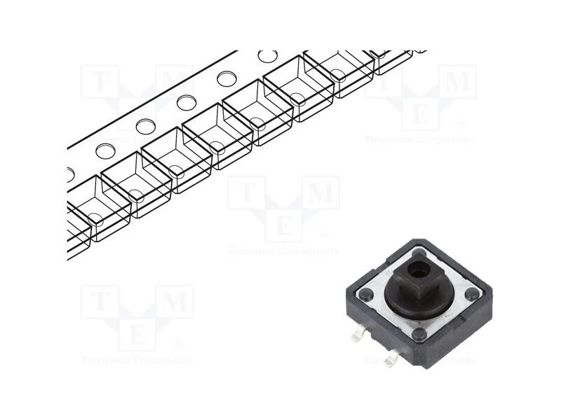 Microinterruptor TACT, SPST-NO, Pos: 2, 0,05A/24V.