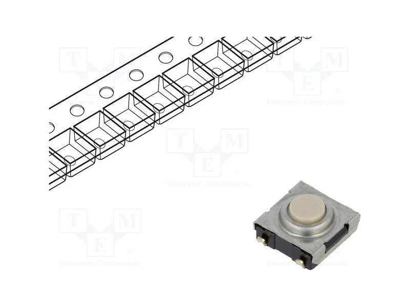 Microinterruptor TACT, SPST-NO, Pos: 2, 0,05A/24V.