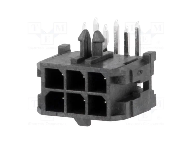 Tomada, Fio-Placa, Macho, Micro-Fit 3.0, 3mm, Pin: 6, Tht, 5a, 600v