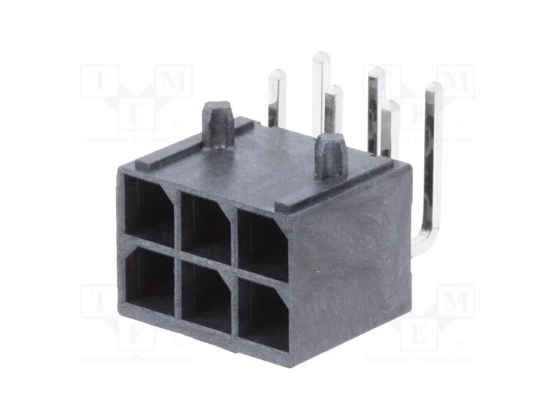 Tomada, Fio-Placa, Macho, Mega-Fit, 5,7mm, Pin: 6, Ul94v-0, 23a, Tht